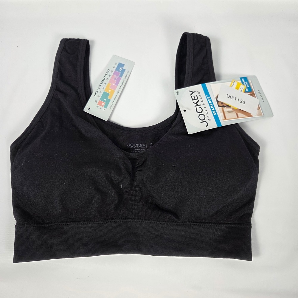 Jockey Generation Seamfree Bralette Black Removable Cups Small NWT 005701/001
